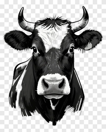 Cow Head Illustration PNG