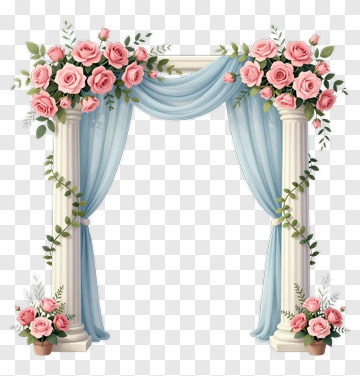 Wedding Arch With Pink Roses PNG
