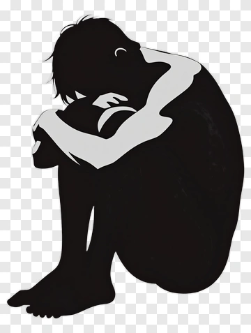 Silhouette Of A Person Hugging Themselves PNG