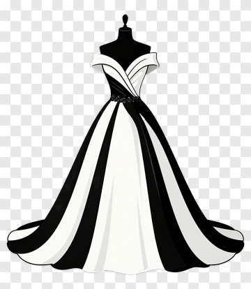 Elegant Black And White Wedding Dress PNG
