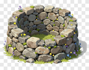 Circular Stone Wall With Flowers PNG