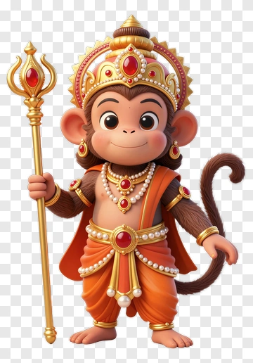 Cartoon Monkey God With Golden Crown PNG