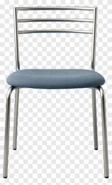 Modern Metal Chair With Blue Seat PNG