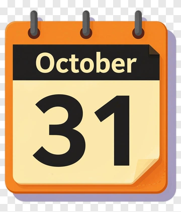 Orange Calendar Showing October 31 PNG