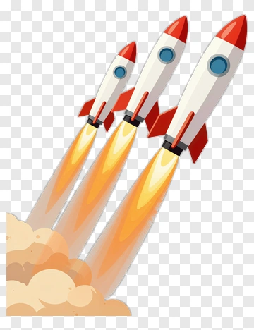 Three Rockets Launching Upward PNG
