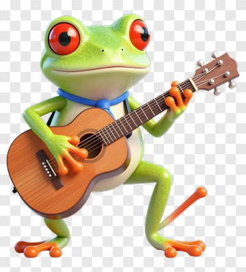 Green Frog Playing Guitar PNG