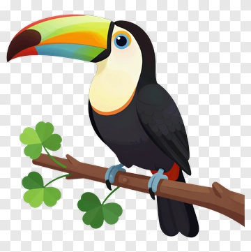 Colorful Toucan Perched On Branch PNG