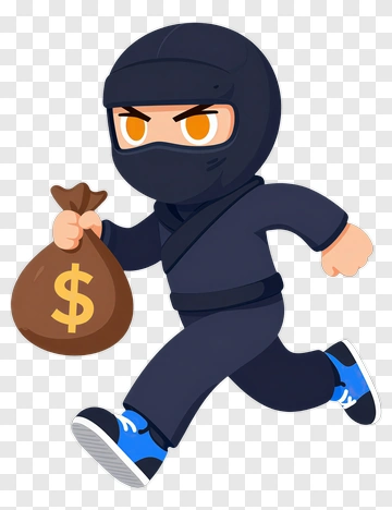 Ninja Thief Carrying Money Bag PNG