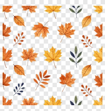 Watercolor Autumn Leaves Pattern PNG