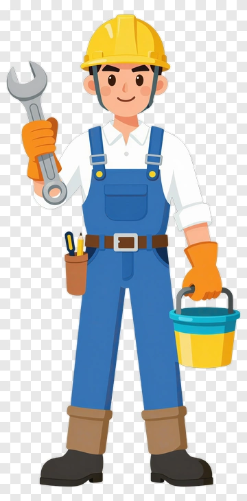 Construction Worker Holding Tools PNG