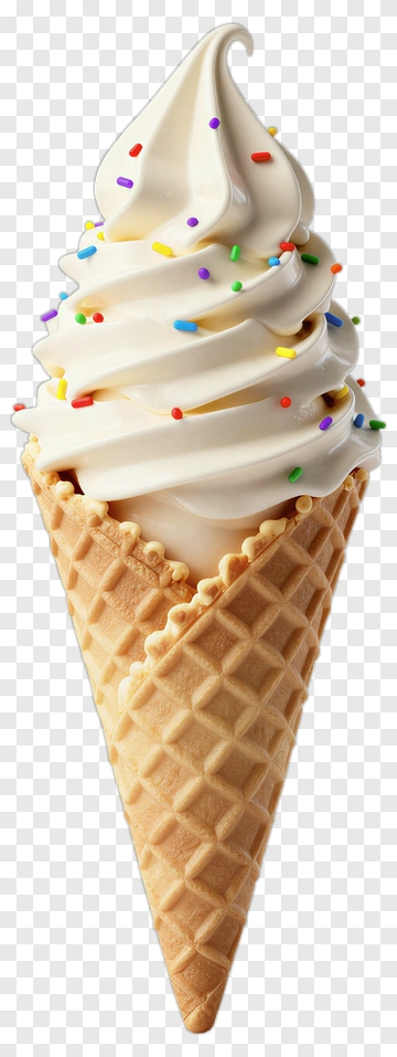 Vanilla Ice Cream In Waffle Cone PNG