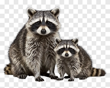 Raccoon Parent And Cub Sitting Together PNG