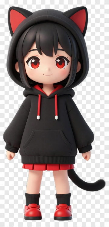 Anime Girl In Cat Ears Hoodie PNG