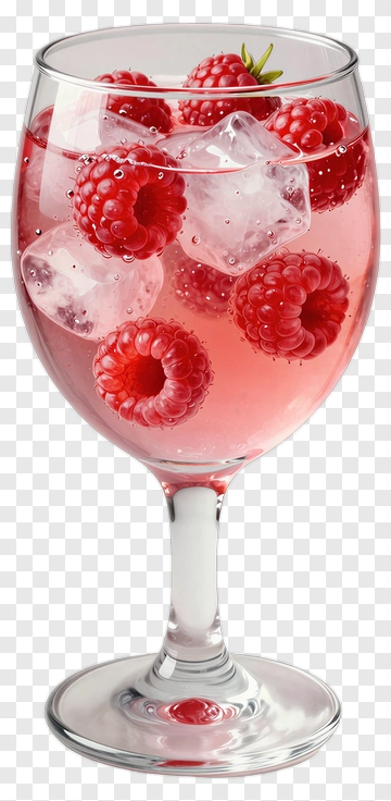 Raspberry Drink In Wine Glass PNG