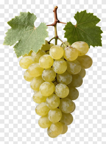 Cluster Of Yellow Grapes With Green Leaves PNG
