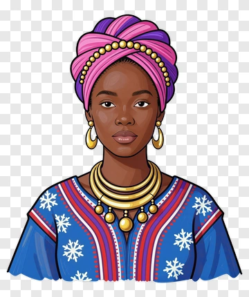 Woman In Traditional Attire With Pink Headwrap PNG