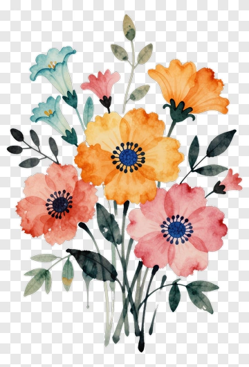 Watercolor Flower Bouquet PNG