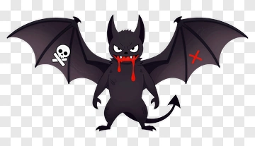 Black Bat Devil With Skull And Cross PNG