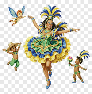 Joyful Carnival Dancer With Children PNG