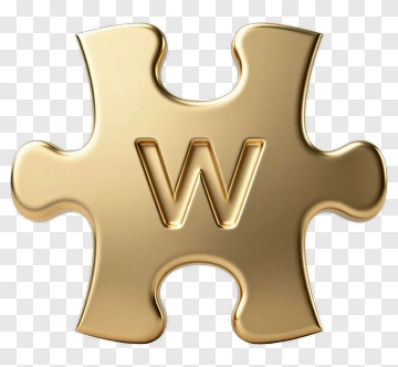 Gold Puzzle Piece With Letter W PNG