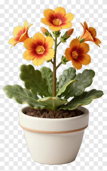 Yellow And Orange Flower In Pot PNG