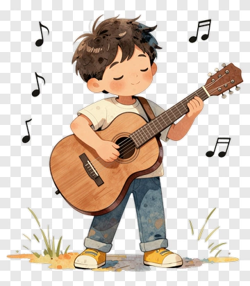 Child Playing Guitar PNG