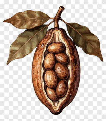 Cocoa Pod With Beans And Leaves PNG