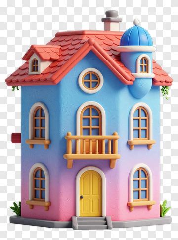 Colorful Cartoon House PNG