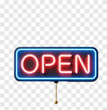 Neon Open Sign With Pendant PNG