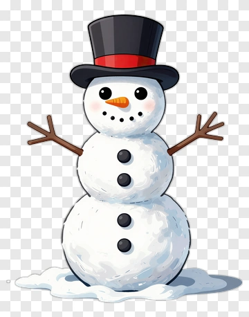 Snowman With Top Hat PNG
