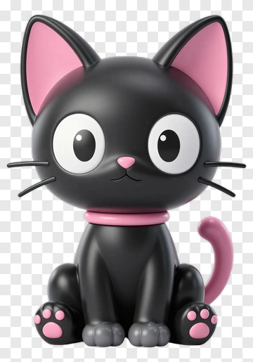 Black Cat With Pink Accents PNG