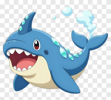 Blue Whale With Teal Spikes PNG
