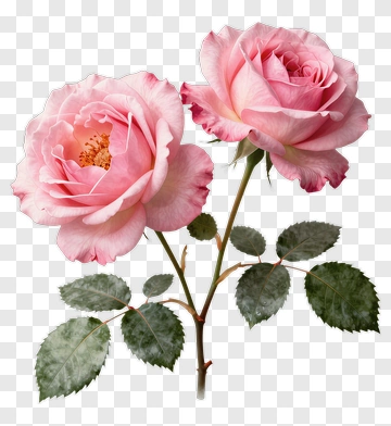 Pink Roses With Green Leaves PNG