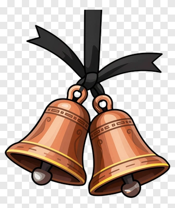 Two Hanging Bells With Ribbon PNG