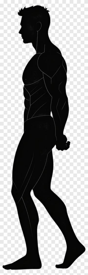Silhouette Of A Muscular Man Walking PNG