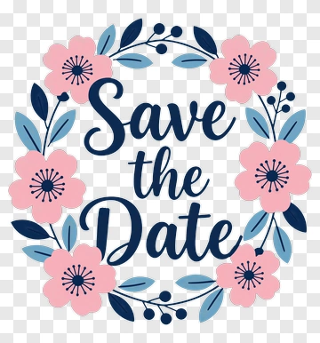 Save The Date Floral Wreath PNG