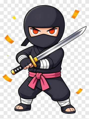 Cartoon Ninja With Sword PNG