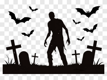 Zombie Walking Through Graveyard PNG