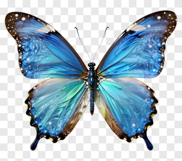 Blue Butterfly With Green And Brown Wings PNG