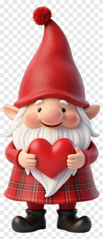 Garden Gnome Holding Heart PNG