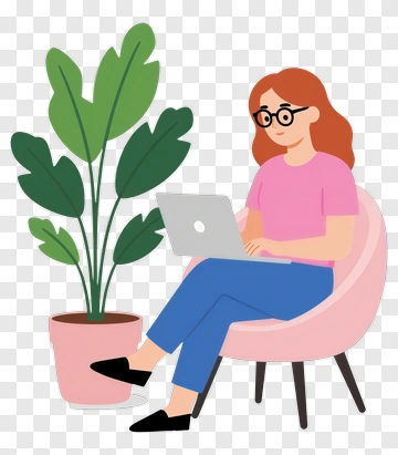 Woman Using Laptop At Home PNG