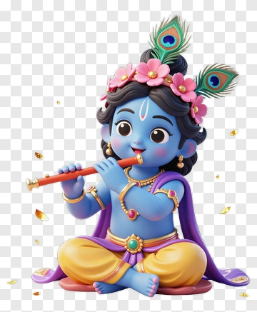 Blue Krishna Playing Flute PNG