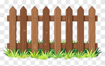Wooden Fence With Green Grass PNG