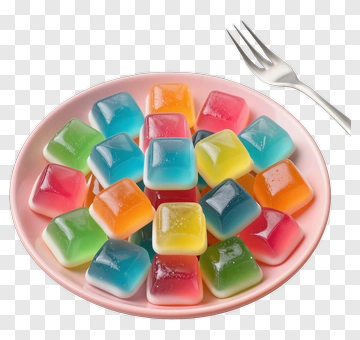 Colorful Gummy Candy On Plate PNG