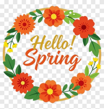 Hello Spring Flower Wreath PNG