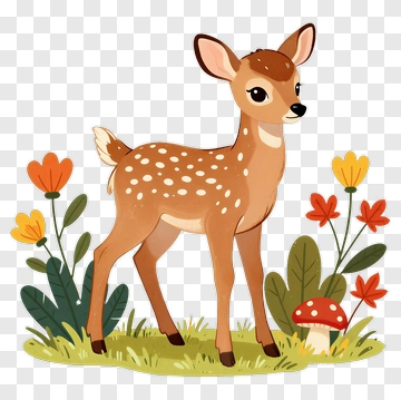 Cute Deer In Meadow PNG