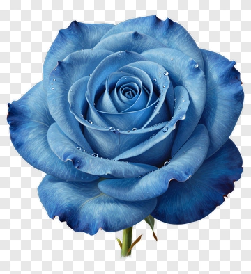 Blue Rose With Dewdrops PNG