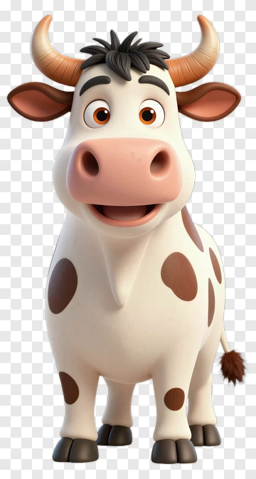 Smiling Cartoon Cow With Spots PNG
