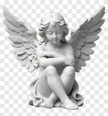 Serene Angel Statue With Wings PNG
