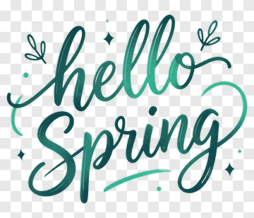 Hello Spring Calligraphy Design PNG